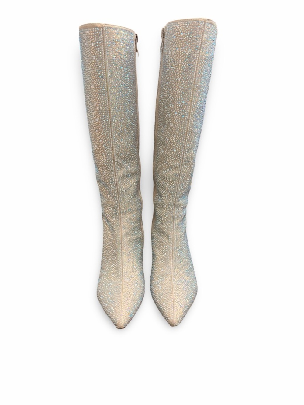 Wetkiss Iridescent Crystal Rhinestone Chunky Heel Knee High Boots Size 6.5 - Picture 2 of 8